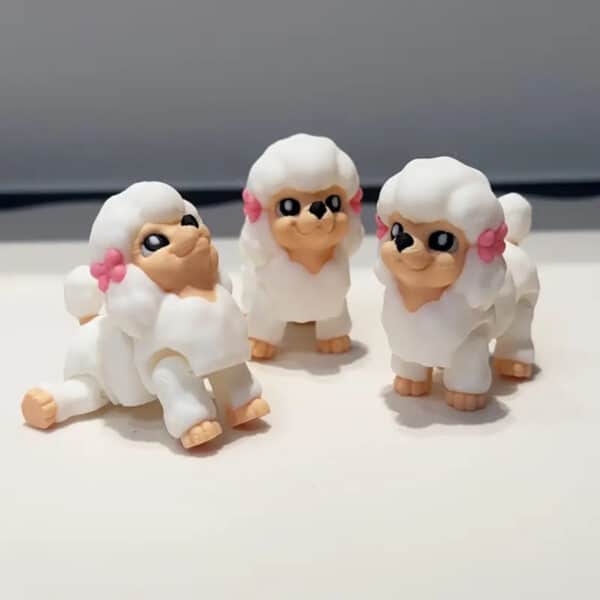 3D Printed Adorable Poodle with Pink Bow Toy for Kids - Image 3