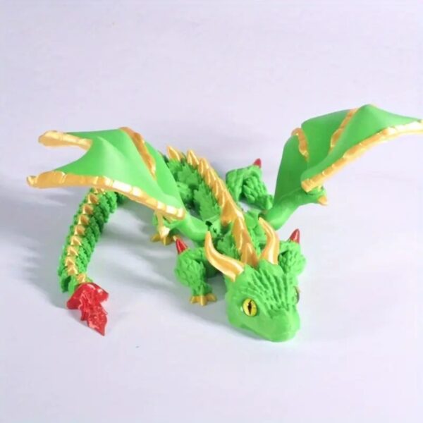 Custom 3D Dual Horned Dragon Toy with Flexible Wings - Image 3