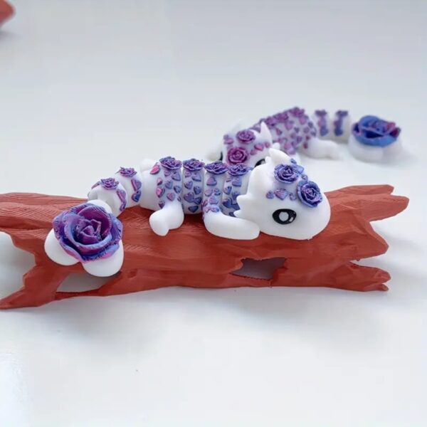 3D Printed Adorable Rose Dragon Model with Moveable Joints - Image 3