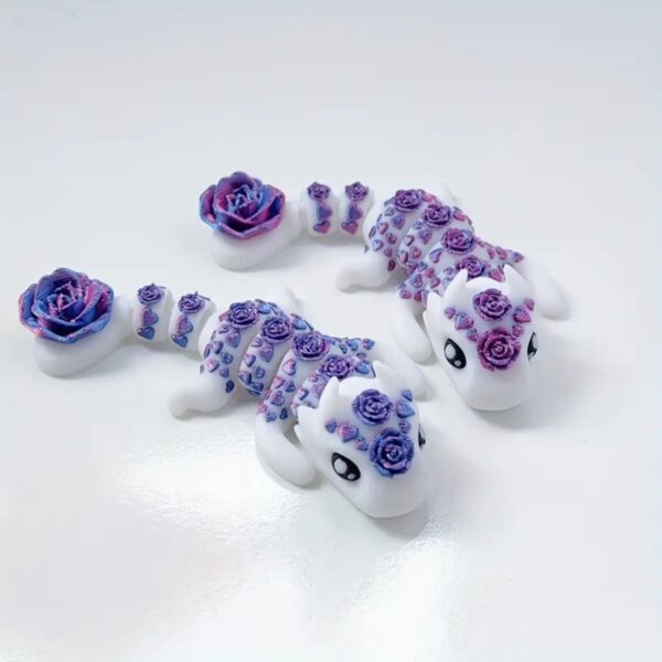 3D Printed Adorable Rose Dragon Model with Moveable Joints - Image 4