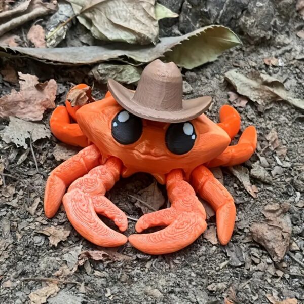 3D Printed Poseable Jointed Cowboy Crab Model Toy for Kids - Image 2