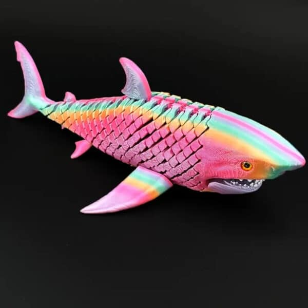 3D Printed Articulated Rainbow Shark Toy for Children - Image 2