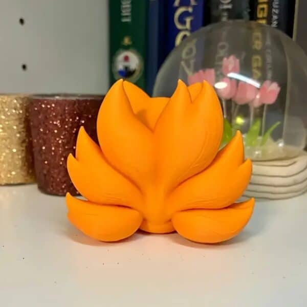 Vibrant 3D Printed Orange Nine Tailed Fox Toy for Children - Image 2