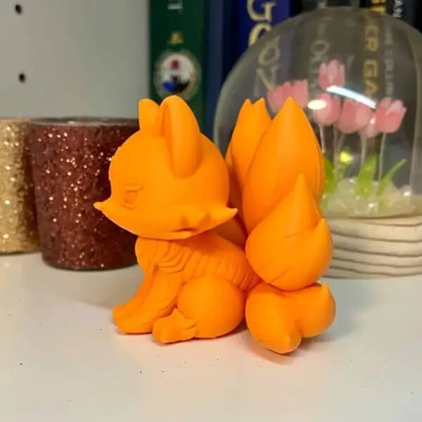 Vibrant 3D Printed Orange Nine Tailed Fox Toy for Children - Image 3