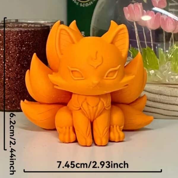 Vibrant 3D Printed Orange Nine Tailed Fox Toy for Children - Image 4