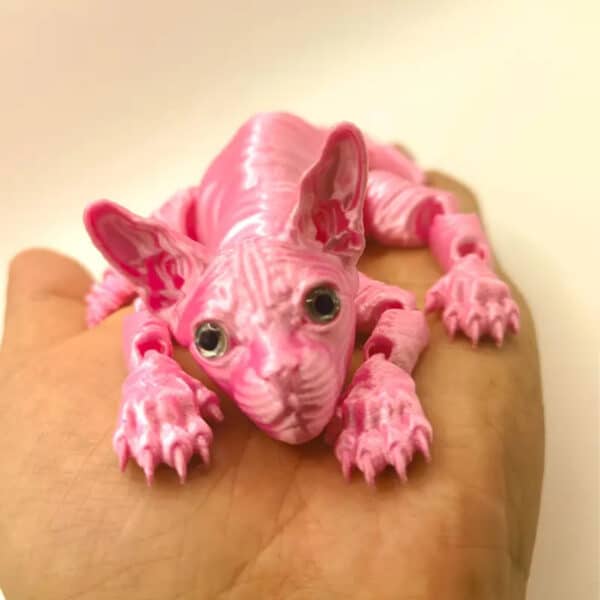 Custom Articulated 3D Printed Pink Cat Toy for Children - Image 5