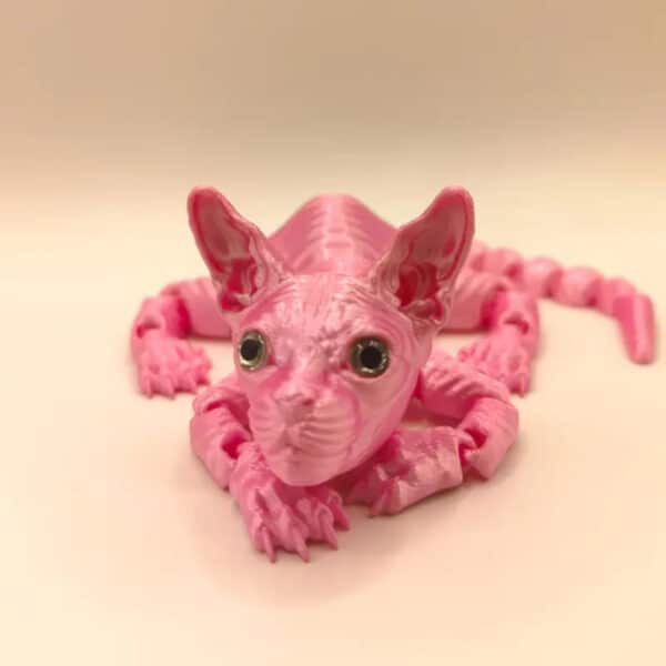 Custom Articulated 3D Printed Pink Cat Toy for Children - Image 4