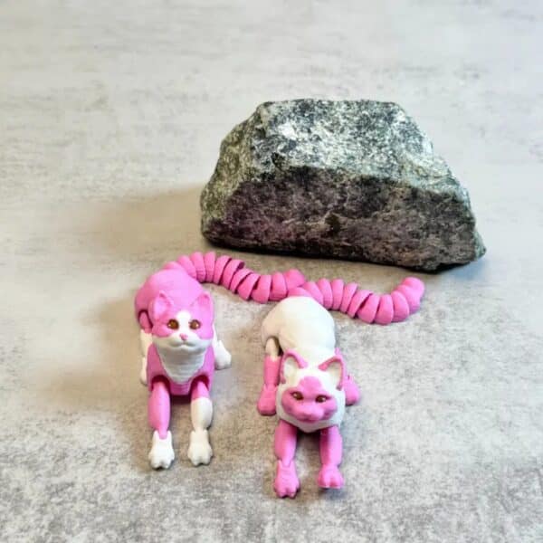 Articulated 3D Printed Pink Cat Statue Toy for Children's - Image 3