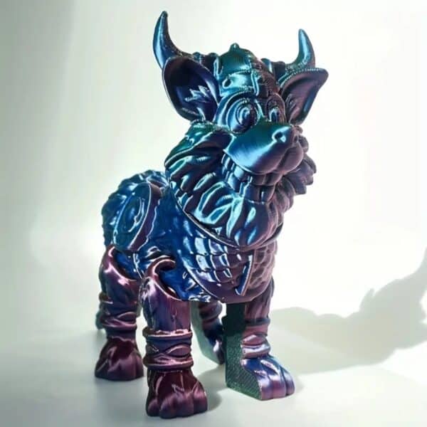 Custom Vibrant Viking Dog Statue with Articulated Joints - Image 2