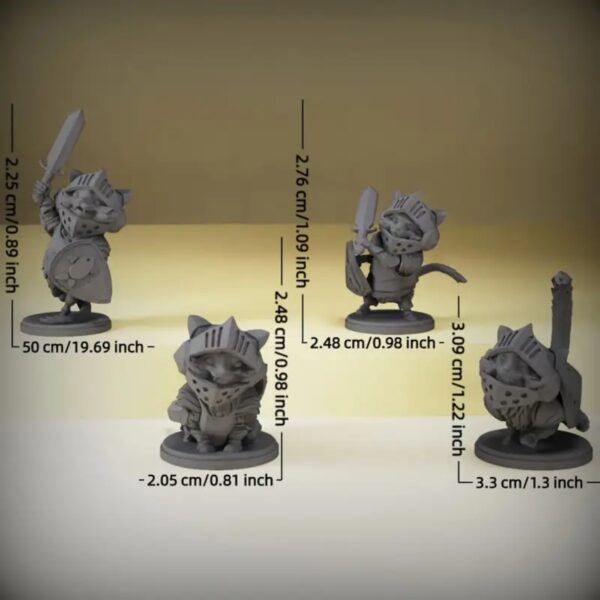 Customized 3D Printed Cat Knight Miniature Models - Image 3