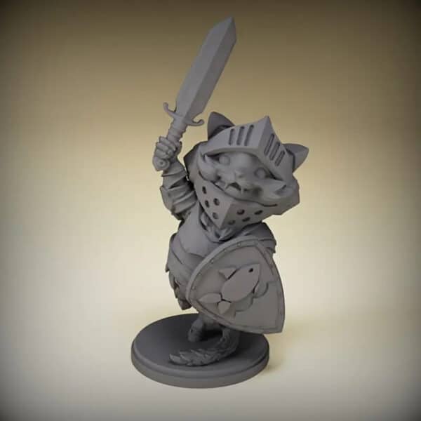 Customized 3D Printed Cat Knight Miniature Models - Image 5