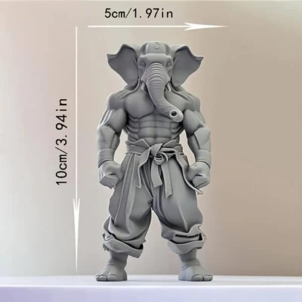 Customizable 3D Printed Realistic Elephant Fighter Statue - Image 3