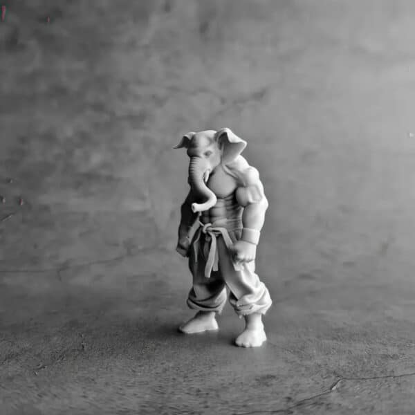 Customizable 3D Printed Realistic Elephant Fighter Statue - Image 4