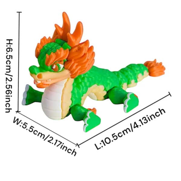 Vibrant 3D Printed Green Orange Flying Dragon Toy for Kids - Image 3