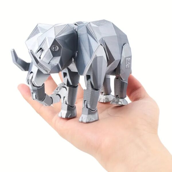Modern Geometric 3D Silver Elephant Toy for Children - Image 2