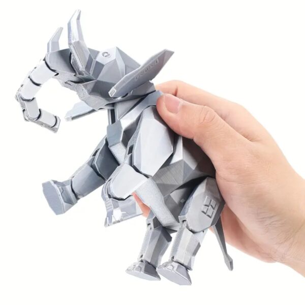 Modern Geometric 3D Silver Elephant Toy for Children - Image 3