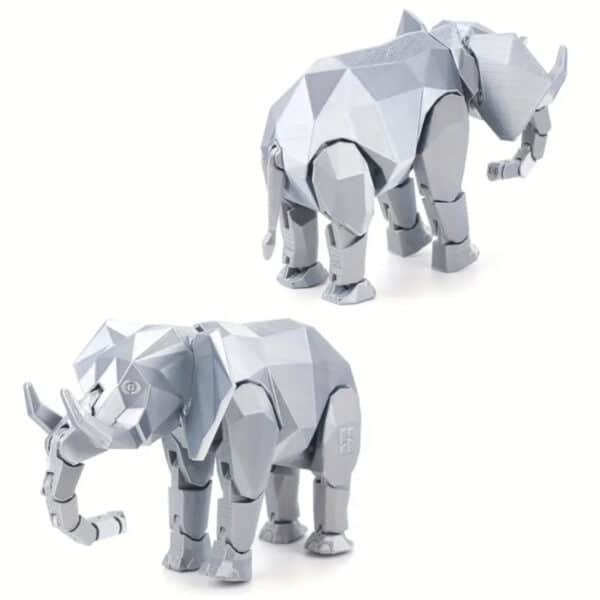 Modern Geometric 3D Silver Elephant Toy for Children - Image 4