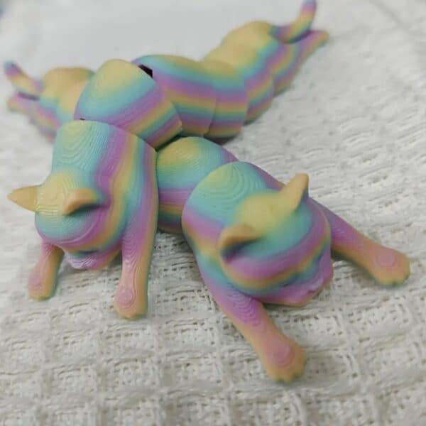 Vibrant Gradient Colors 3D Printed Long Cat Toy for Kids - Image 3