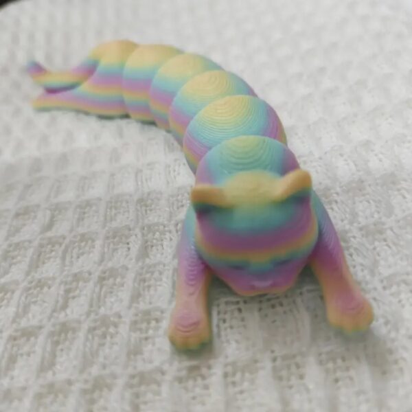 Vibrant Gradient Colors 3D Printed Long Cat Toy for Kids - Image 5