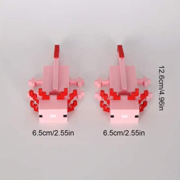 3D Printed Pixel Art Pink Salamander Ornament Toy for Kids - Image 2