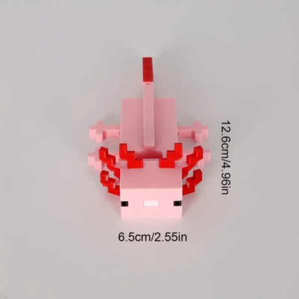 3D Printed Pixel Art Pink Salamander Ornament Toy for Kids - Image 3