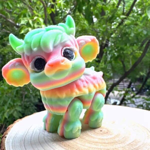 3D Printed Cute Rainbow Customized Cow Toy for Children - Image 3