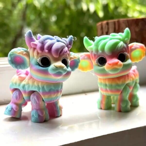 3D Printed Cute Rainbow Customized Cow Toy for Children - Image 4