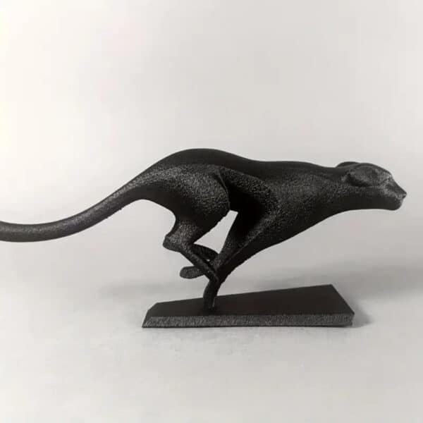 Customized Articulated 3D Printed Running Black Cat Statue - Image 2