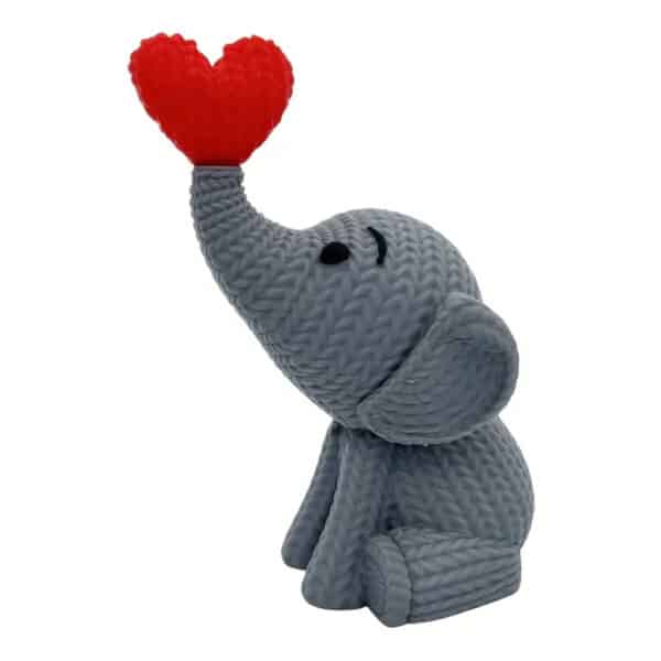 Customized 3D Printed Small Elephant with Blowing Heart - Image 2