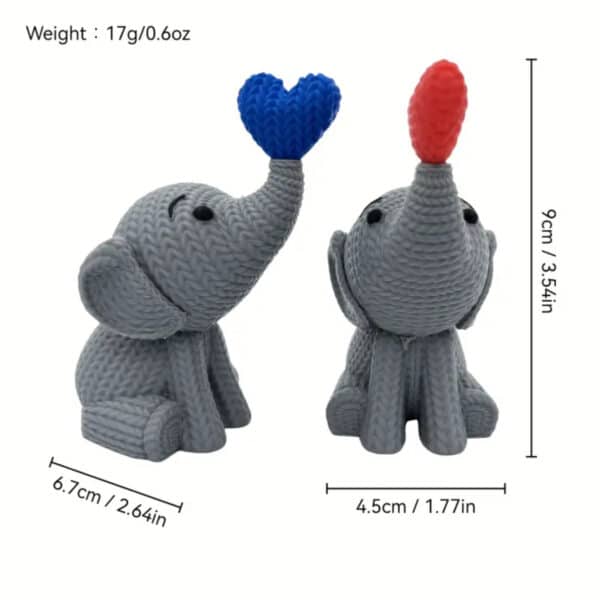 Customized 3D Printed Small Elephant with Blowing Heart - Image 3