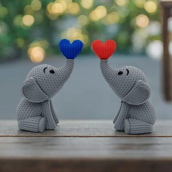 Customized 3D Printed Small Elephant with Blowing Heart - Image 4