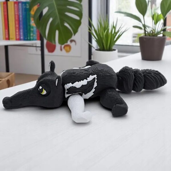 Vibrant 3D Printed Black White Anteater Toy for Childrens - Image 2