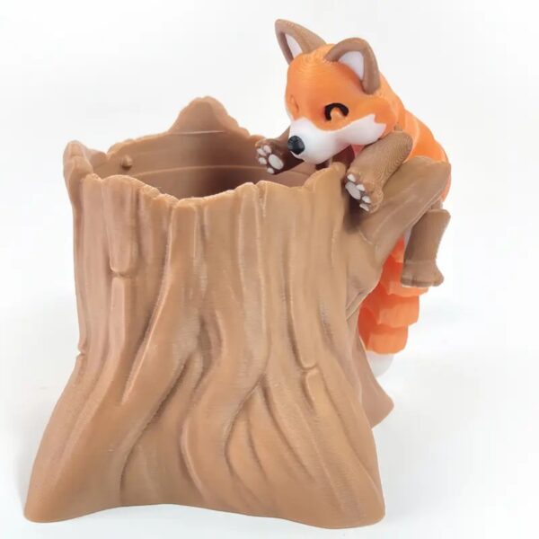 3D Printed Articulating Fox Sculpture Tree Hole Storage Box - Image 2