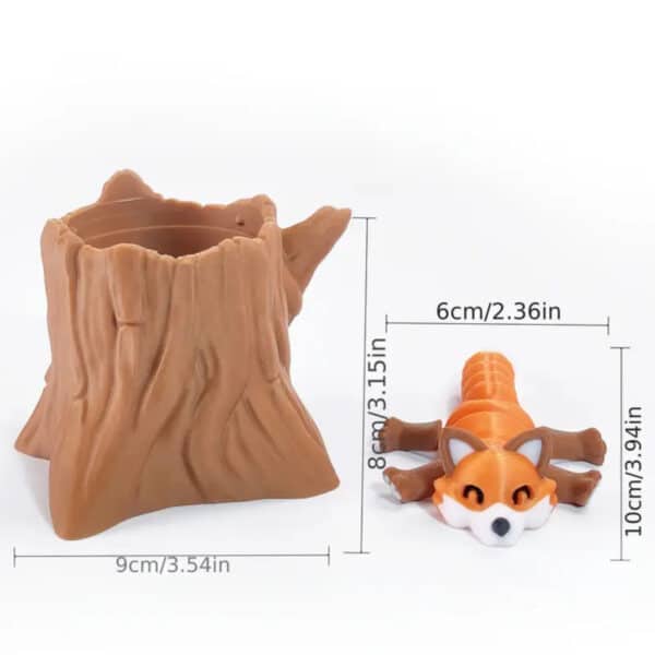 3D Printed Articulating Fox Sculpture Tree Hole Storage Box - Image 3