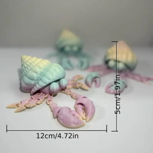 3D Printed Movable Hermit Crab Statue Toy for Children's - Image 2