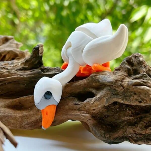 3D Printed Flexible White Orange Swan Toy for Children - Image 2