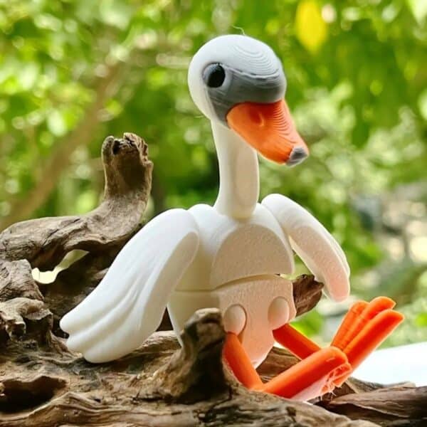 3D Printed Flexible White Orange Swan Toy for Children - Image 4