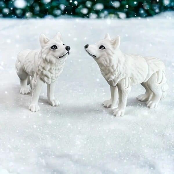 Articulated 3D Printed Arctic Wolf Statues Toy for Kids - Image 2
