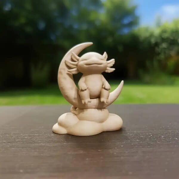 3D Printed Mexican Customized Axolotl with Moon Statue - Image 3