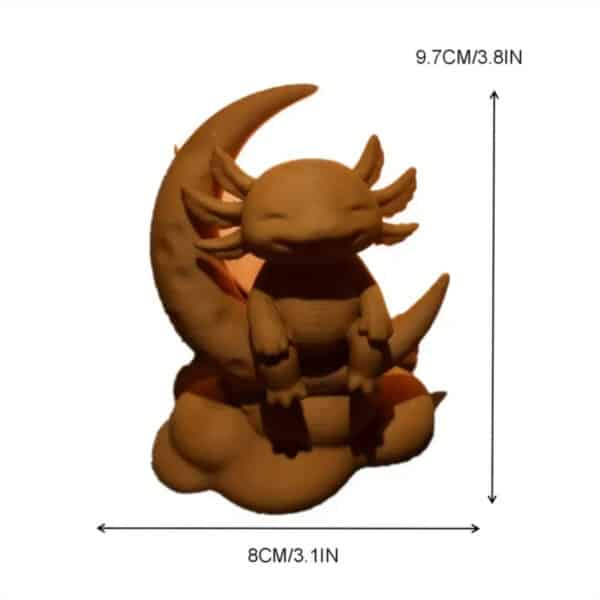 3D Printed Mexican Customized Axolotl with Moon Statue - Image 2