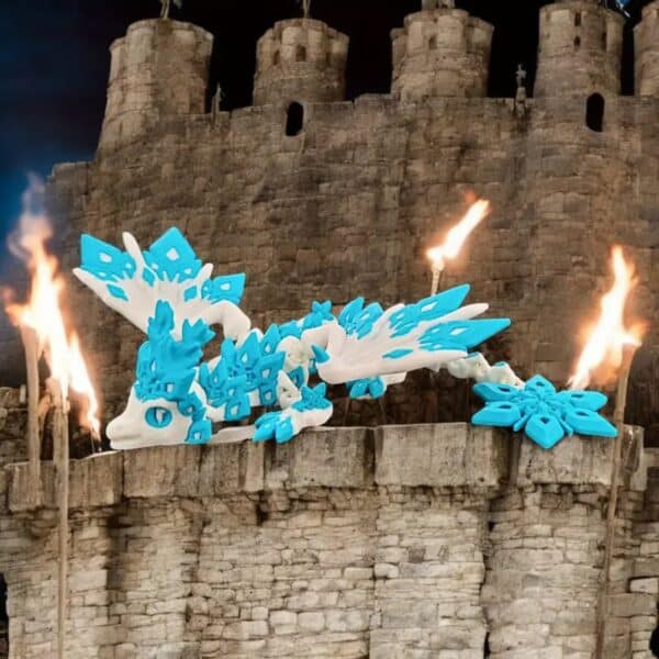 Articulated 3D Printed Blue Snow Dragon Toy for Children's - Image 2
