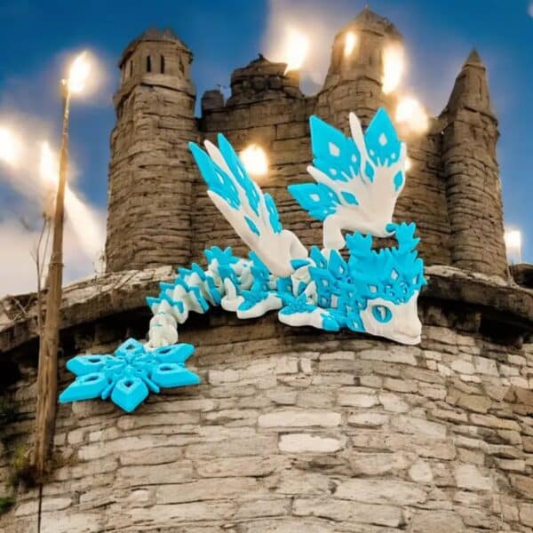 Articulated 3D Printed Blue Snow Dragon Toy for Children's - Image 3