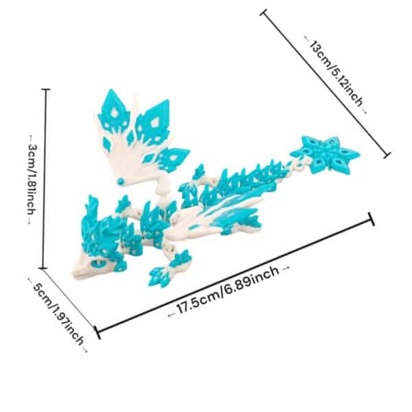 Articulated 3D Printed Blue Snow Dragon Toy for Children's - Image 4