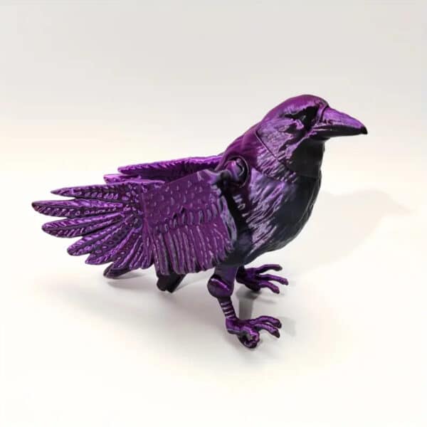 Articulated 3D Printed Black Crow with Poseable Wing - Image 4