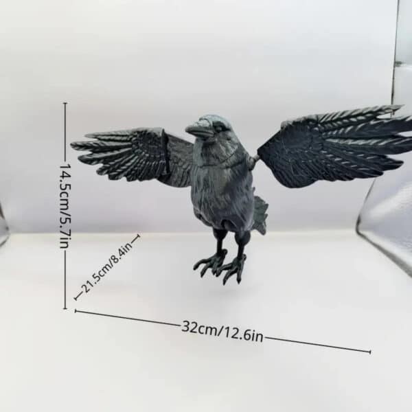 Articulated 3D Printed Black Crow with Poseable Wing - Image 2