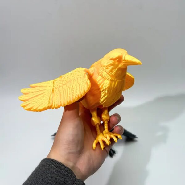 Articulated 3D Printed Black Crow with Poseable Wing - Image 3