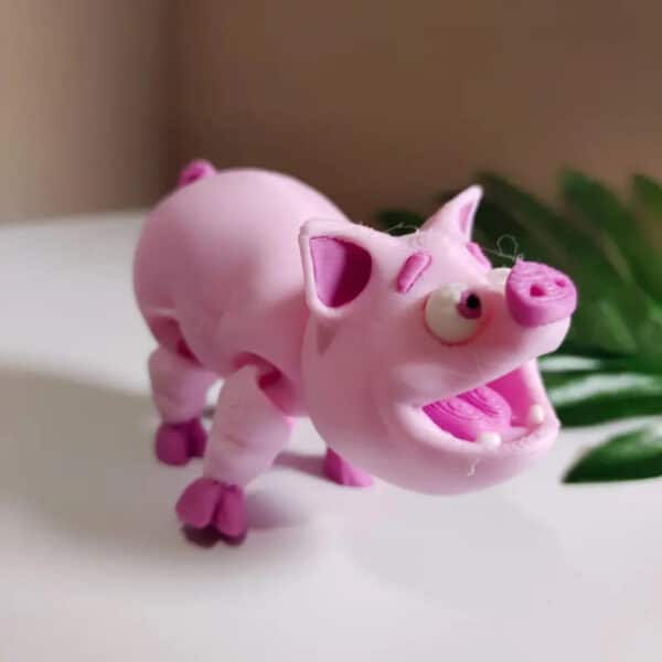 Articulated 3D Printed Pink Smiling Pig Toy for Children's - Image 2