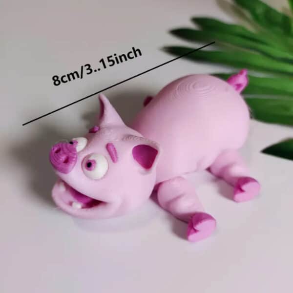 Articulated 3D Printed Pink Smiling Pig Toy for Children's - Image 3