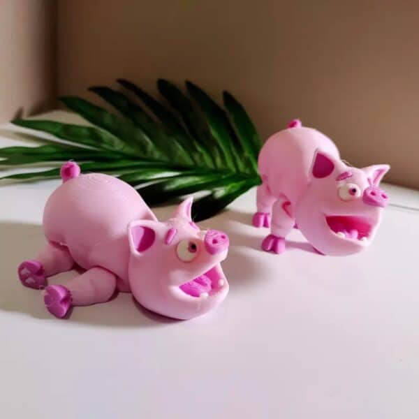 Articulated 3D Printed Pink Smiling Pig Toy for Children's - Image 4