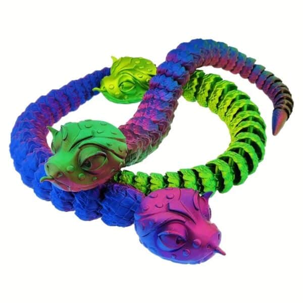 3D Printed Big Eyed Cute Snake Toy with Dragon Scales - Image 3